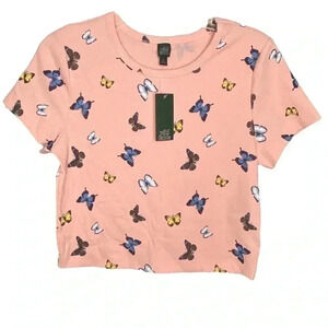 Wild Fable Pink Butterfly Crop Top